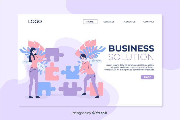 Business solution landing page with photo