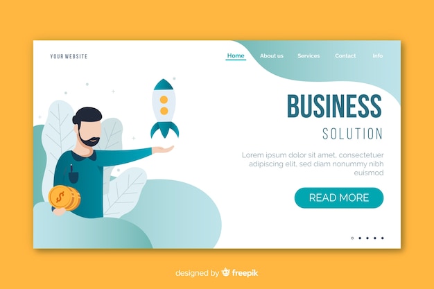 Free vector business solution landing page