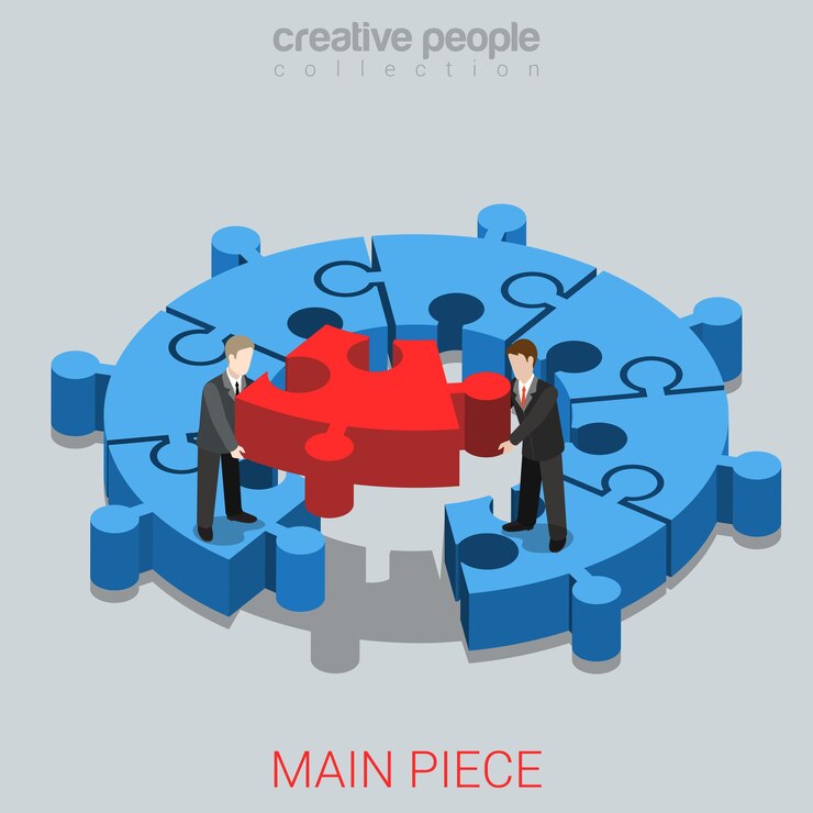 Free Vector business solution main peice flat isometric