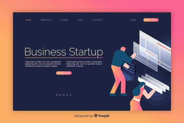 Business startup landing page