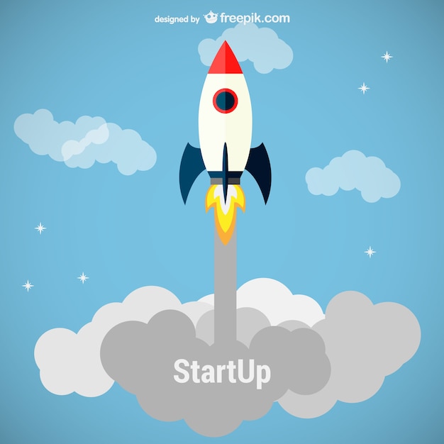 Free vector business startup rocket launch