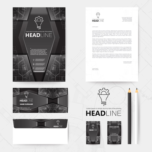 Business stationery black design