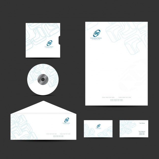 Business stationery design with outline shapes