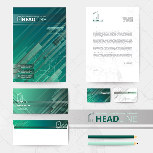 Free vector business stationery green design