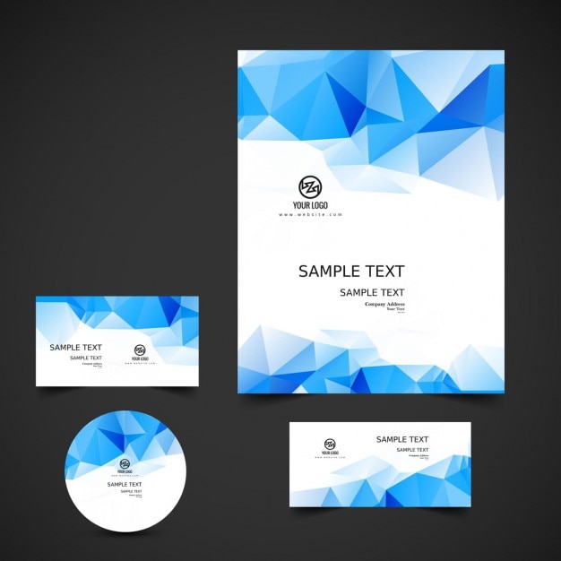 Free vector business stationery in low poly style