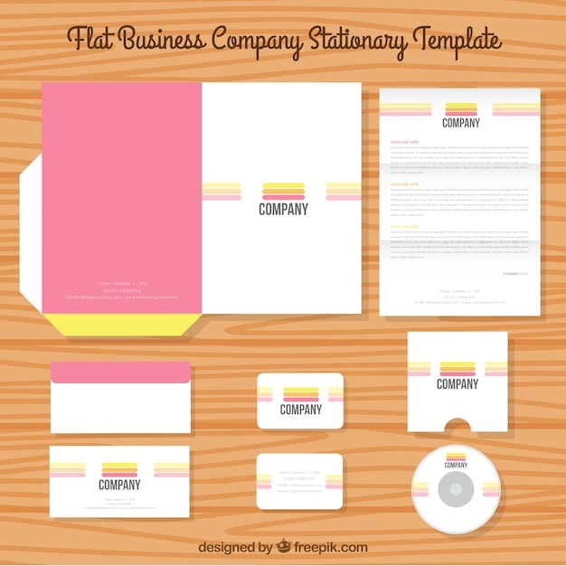 Free vector business stationery template with three colored stripes