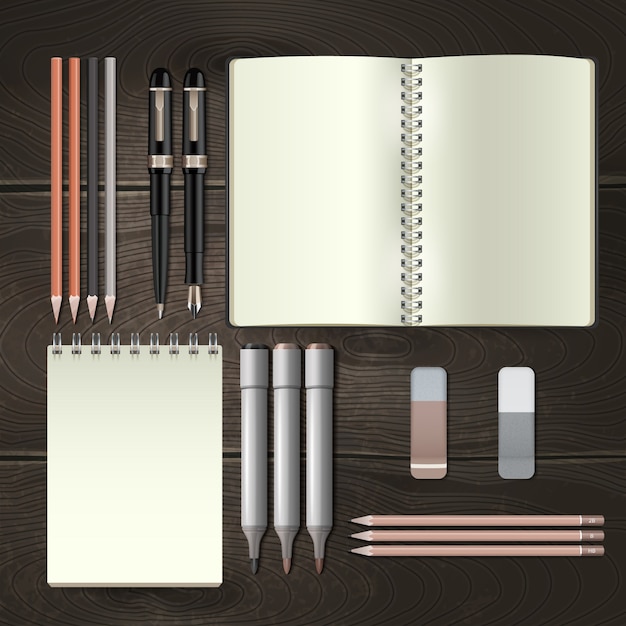 Free vector business stationery tools mockup set