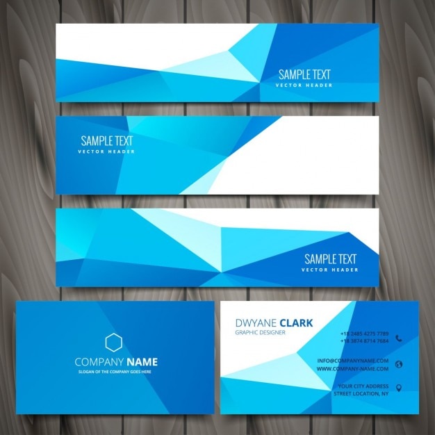 Free vector business stationery with banners and business cards