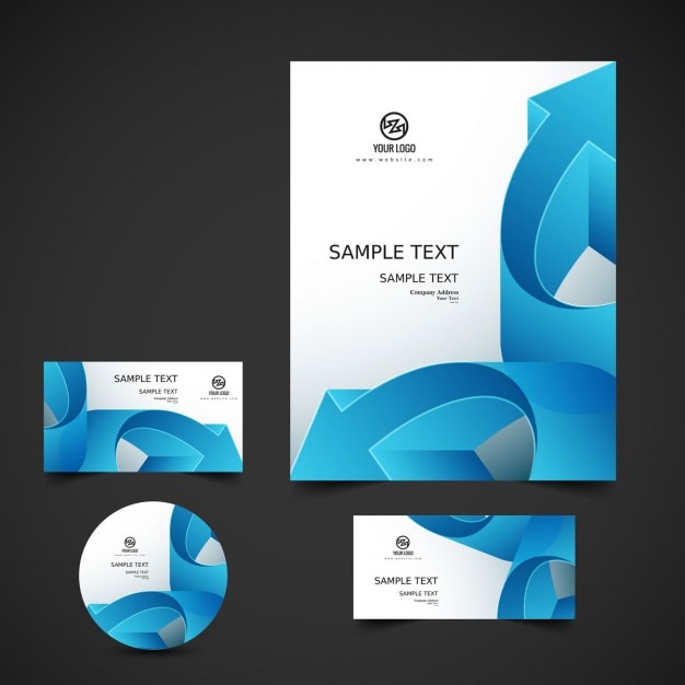 Free vector business stationery with blue arrows