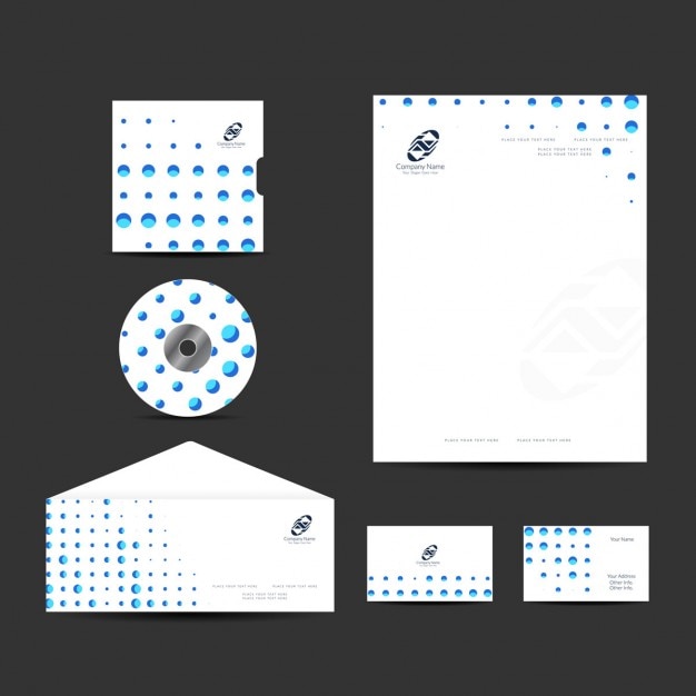 Free vector business stationery with blue dots