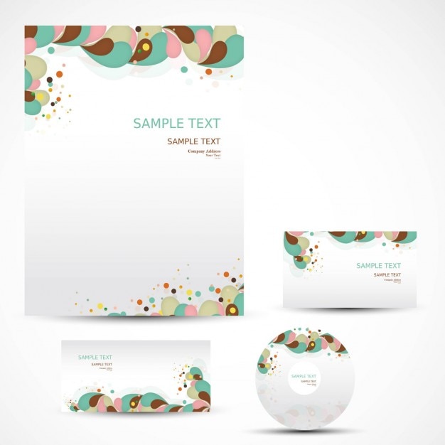 Free vector business stationery with colorful floral