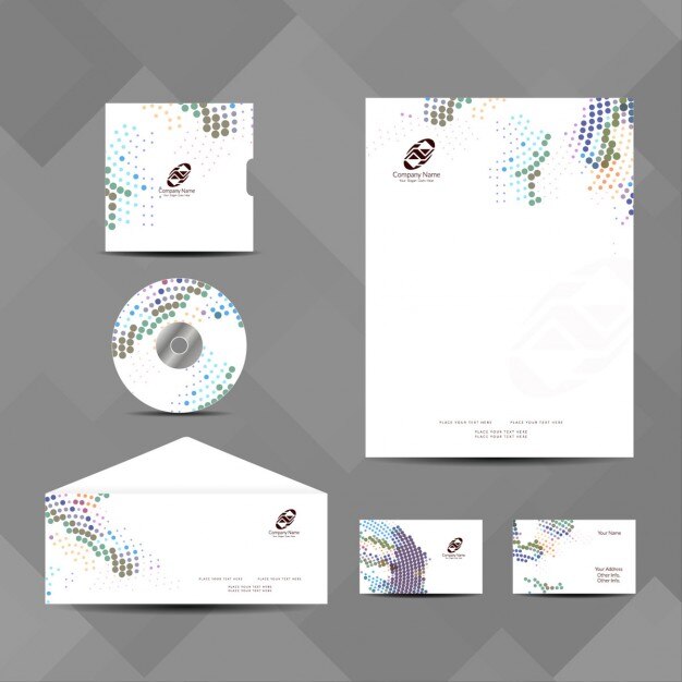 Free Vector business stationery with halftone dots