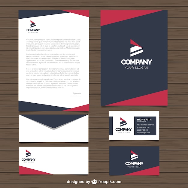 Download Free Business Stationery With Red And Blue Geometric Shapes Free Vector Use our free logo maker to create a logo and build your brand. Put your logo on business cards, promotional products, or your website for brand visibility.