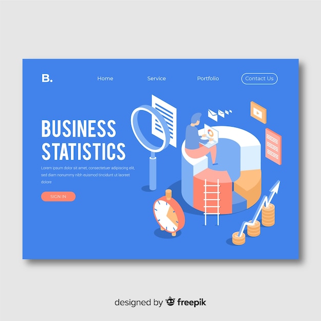 Free vector business statistics landing page template