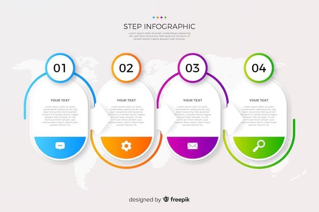 Gradiente di infografica passaggi aziendali