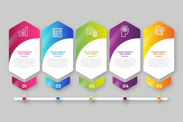 Business steps infographic gradient
