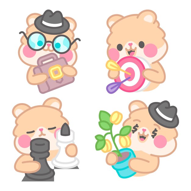 Business stickers collection with kimchi the hamster