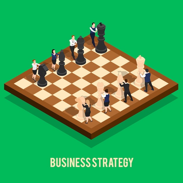 Free vector business strategy chess concept