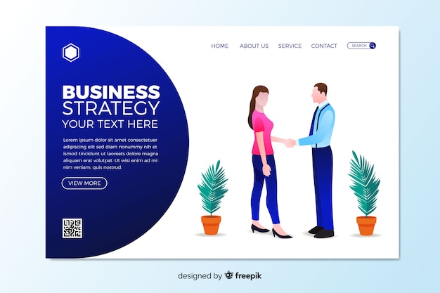 Free vector business strategy landing page template