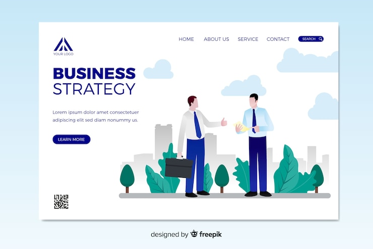 ฟรี Vector business strategy landing page template