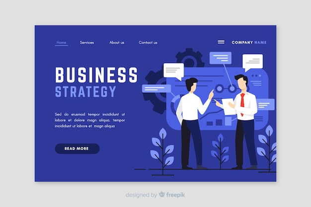 Free vector business strategy landing page template