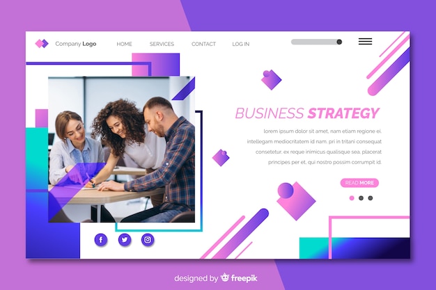 Free vector business strategy landing page