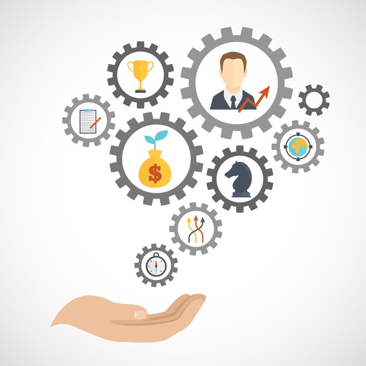 मुफ़्त वेक्टर business strategy planning elements composition flat
