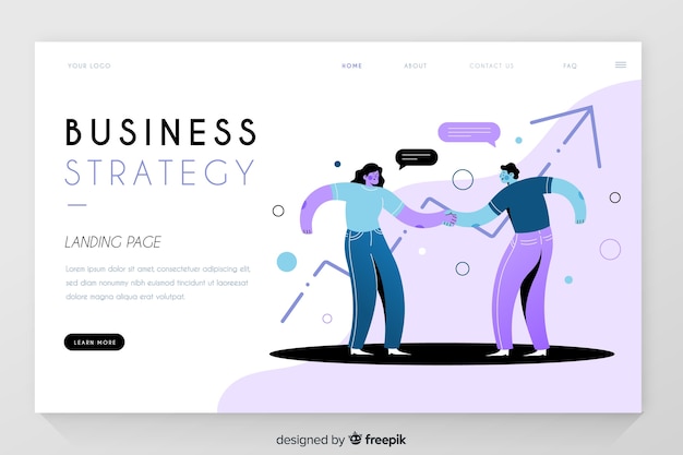 Free vector business strategy with statistics landing page