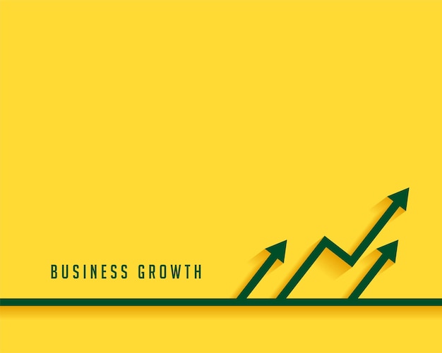 Business success growth green arrow on yellow background vector