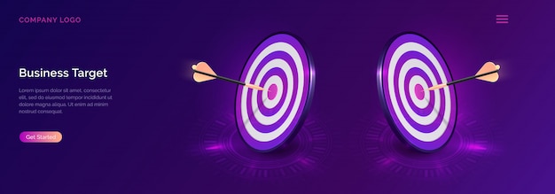 Free vector business target isometric, dart board with arrow