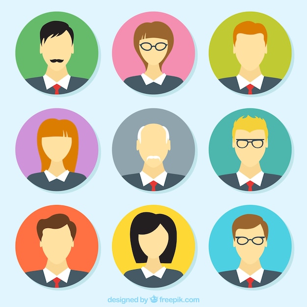 Free vector business team rounded avatars