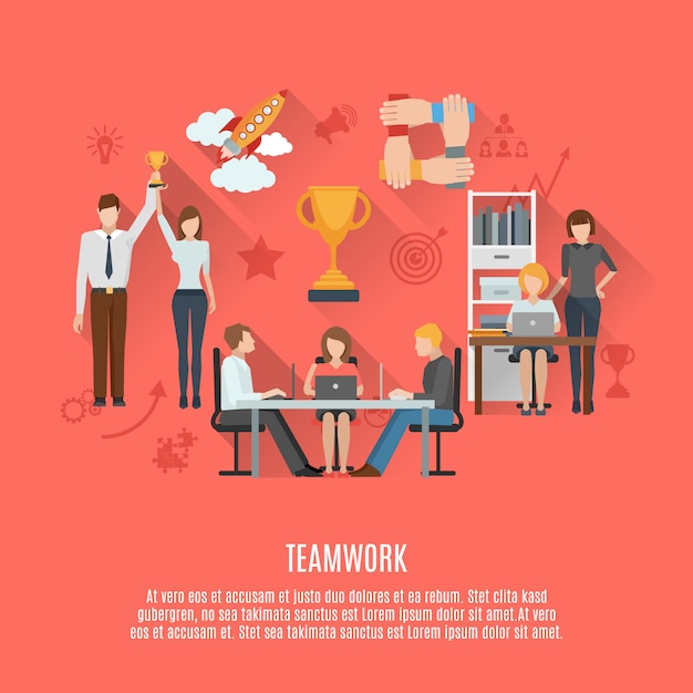 Free vector business teamwork concept flat poster