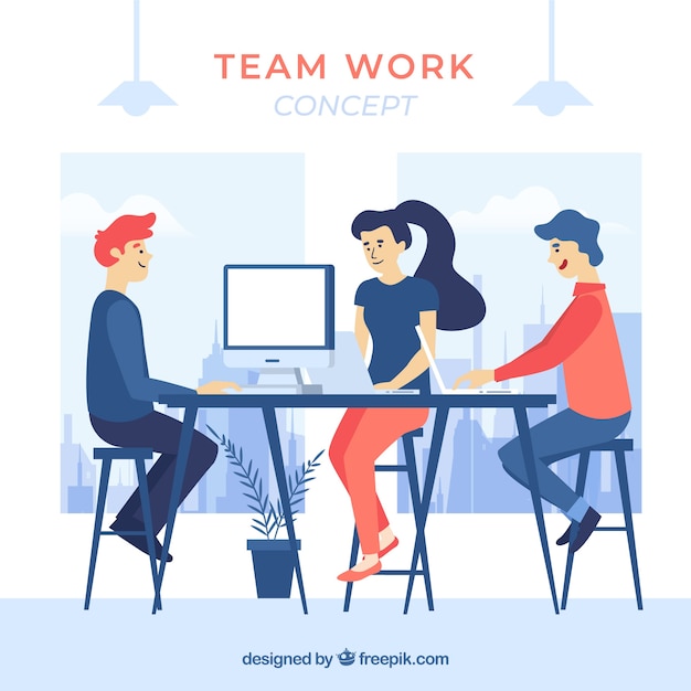 Free vector business teamwork concept with flat design
