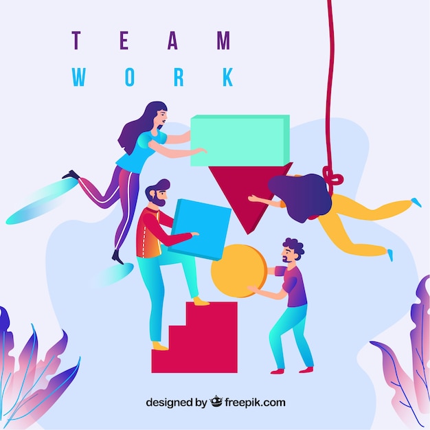 Business teamwork concept with flat design