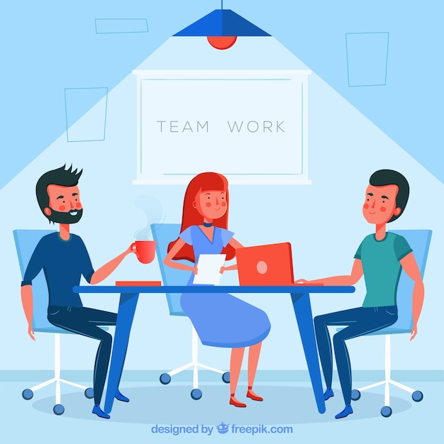 Business teamwork concept with flat design