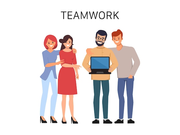 Business teamwork flat character animation cartoon