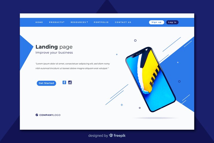 Free Vector business technology landing page