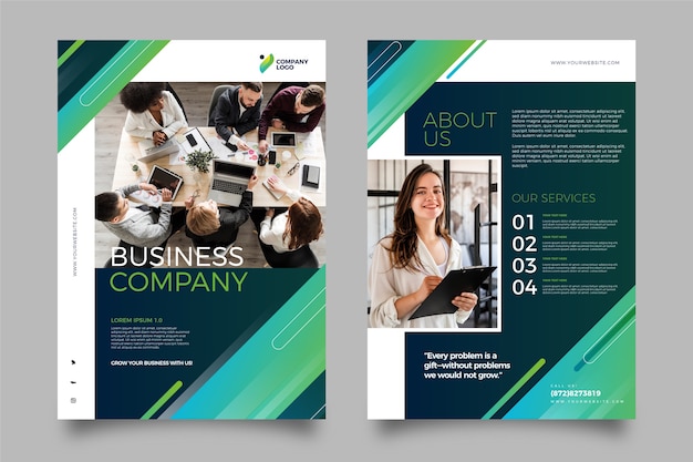 Free vector business template with photo