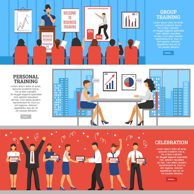 Free Vector business training horizontal banners