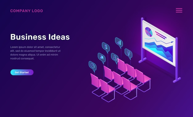 Business training or ideas isometric concept
