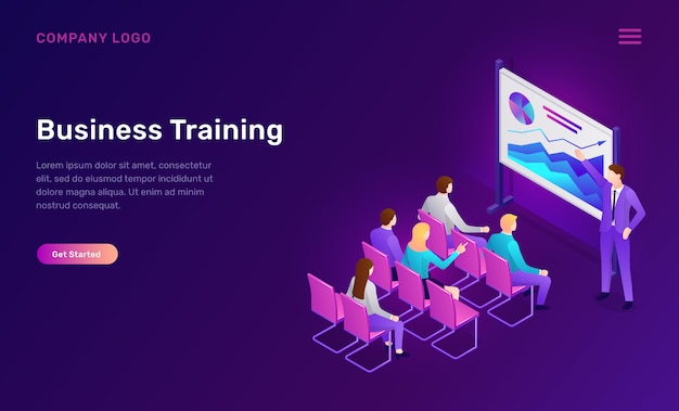 Business training isometric web template