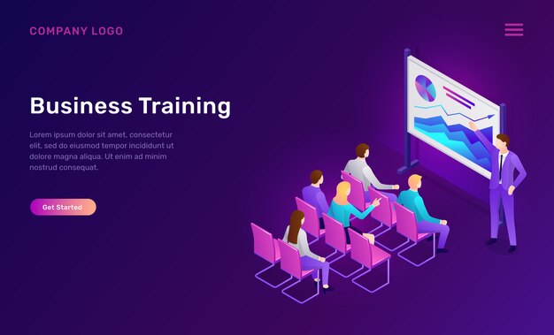 Business training isometric web template