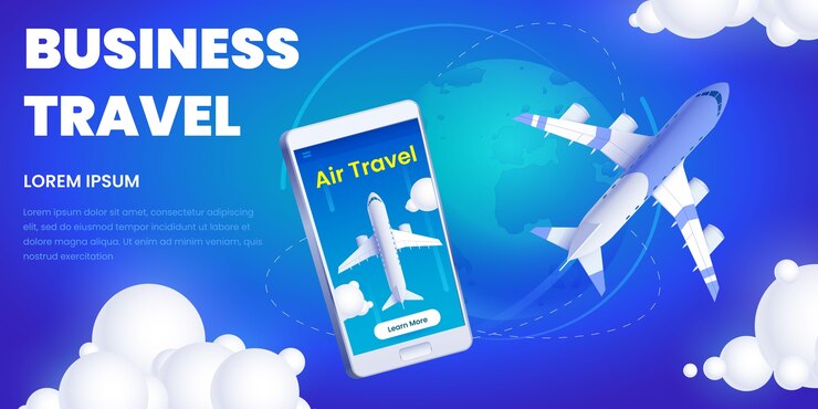 Free Vector business traveling app promo