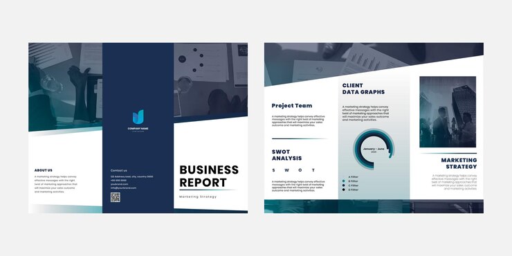 Free Vector business trifold brochure editable template