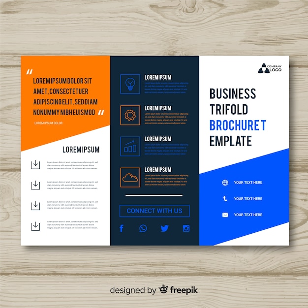 Free vector business trifold brochure template