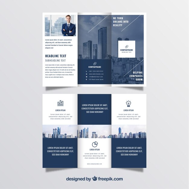 business trifold in flat style