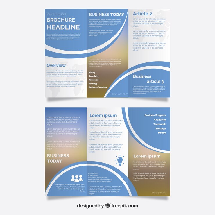 Free Vector business trifold in flat style