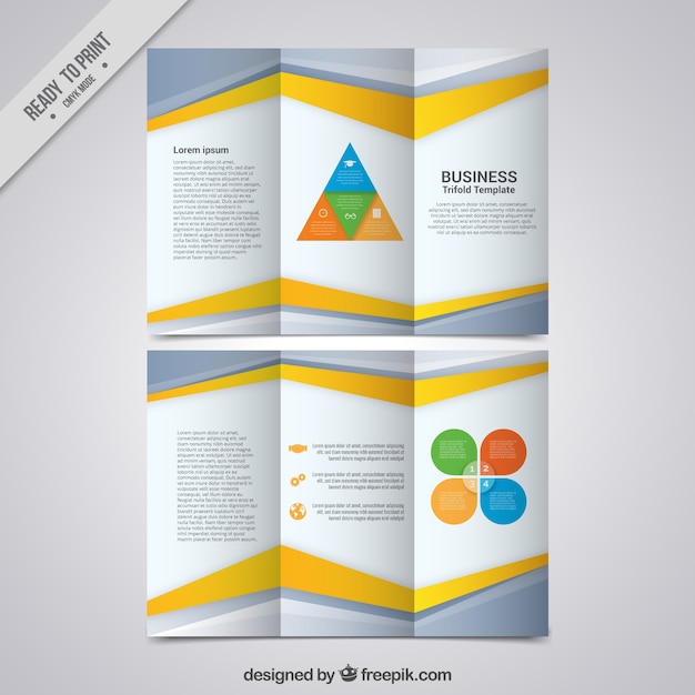 Free vector business trifold template with gray and yellow forms