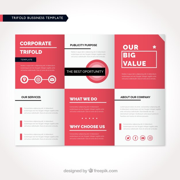 Business trifold with pink shapes