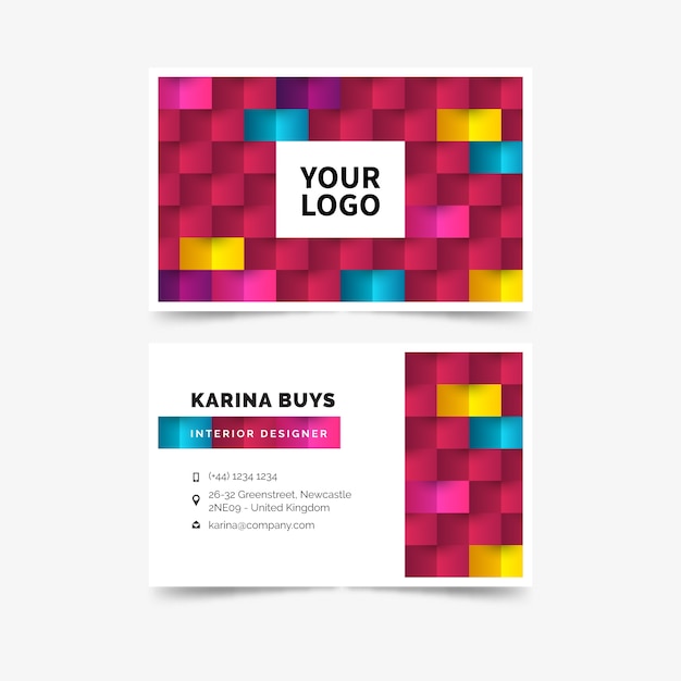 Business visiting card template abstract colorful